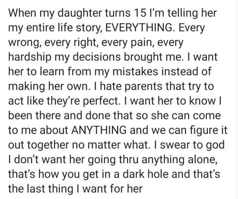 Do you think you should/will tell your kids every experience that contributed to the person that you are?