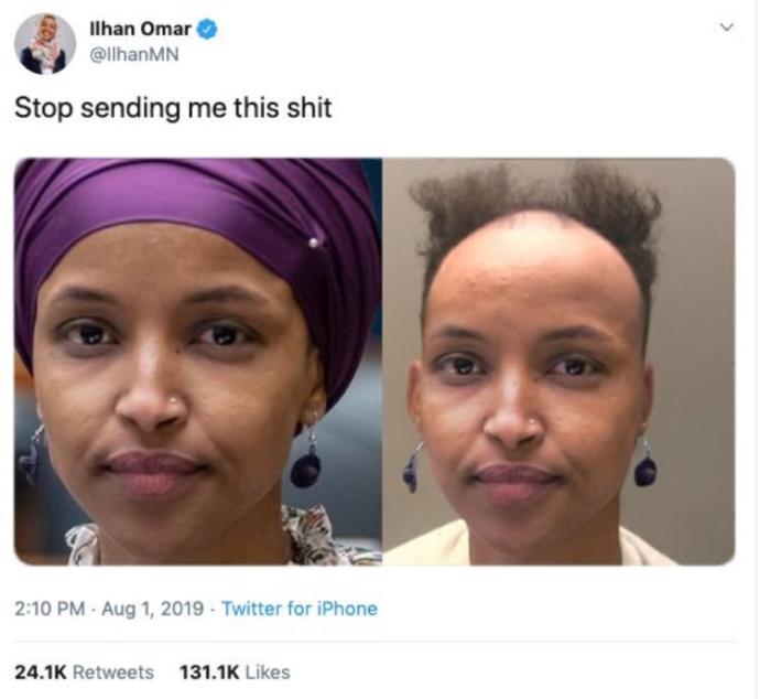 Ihlan Omar her hair is revealed, what do you think of it?