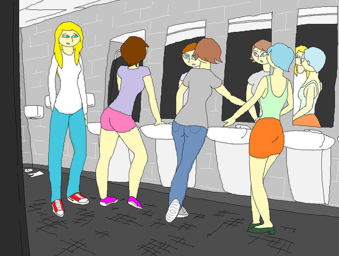 What do girls do when they go to the restroom together?