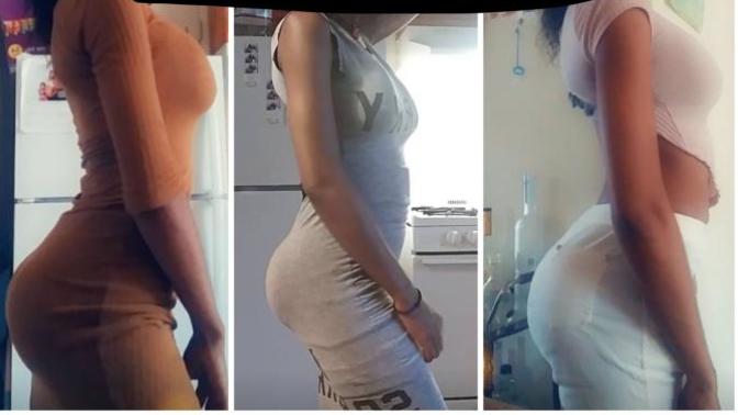 Is she wearing butt pads?