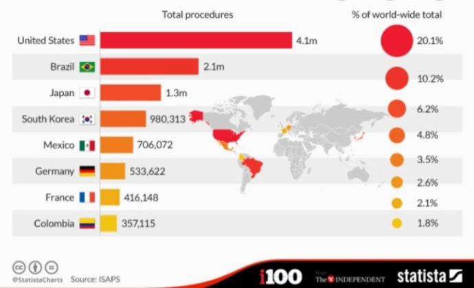 Why are the countries with the most beautiful girls also the countries with the most plastic surgeries?