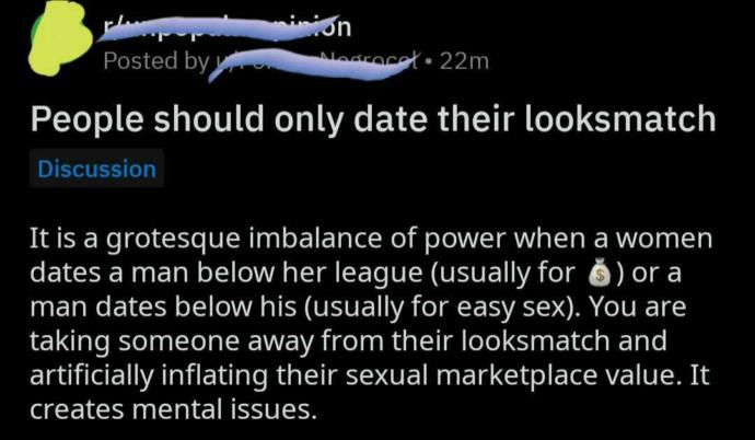 Should people only date their looksmatch?