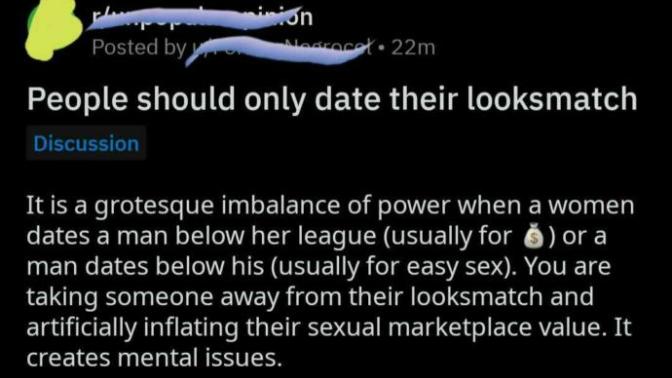 Should people only date their looksmatch?