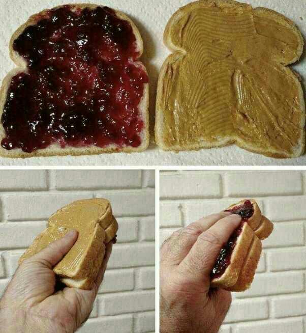 Is this how you eat your peanut butter and jelly sandwich?