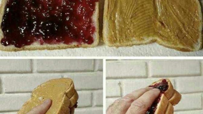 Is this how you eat your peanut butter and jelly sandwich?
