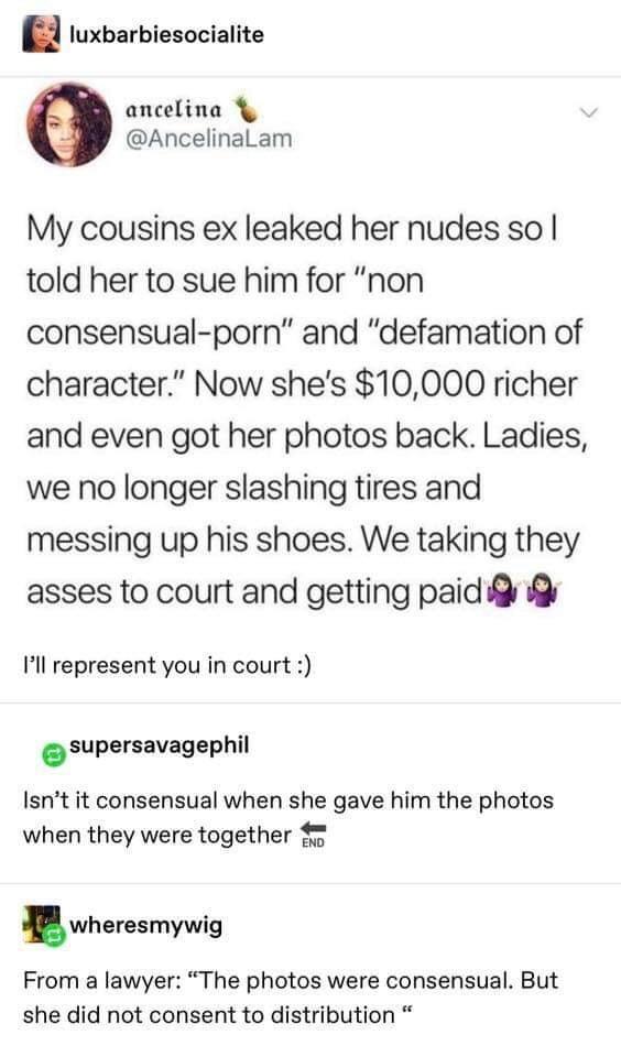 Suing for leaked nudes?