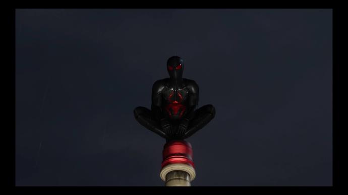 arkham knight batman vs spiderman from the ps4-both with all suit powers and upgrades. spiderman has all the defensive mods-who wins?