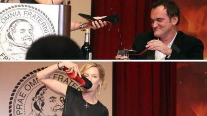 Would you drink champagne from Uma Thurman's high heels?
