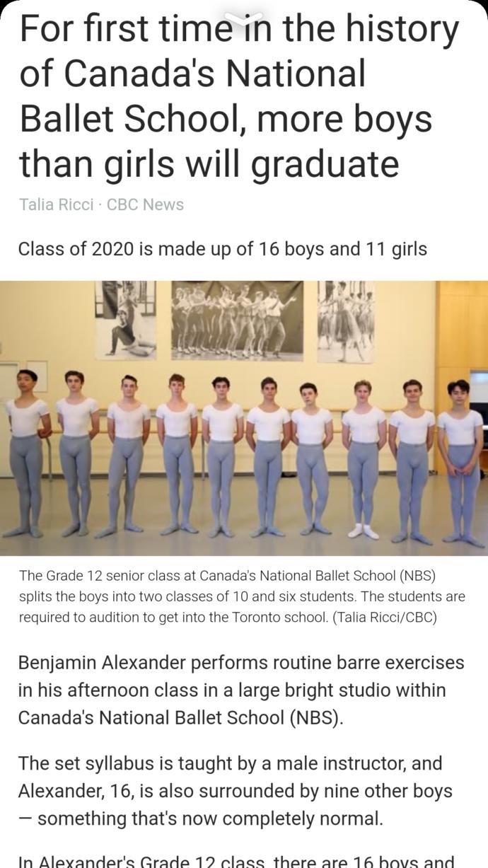 How you feel about more boys than girls will graduate this year in ballet?