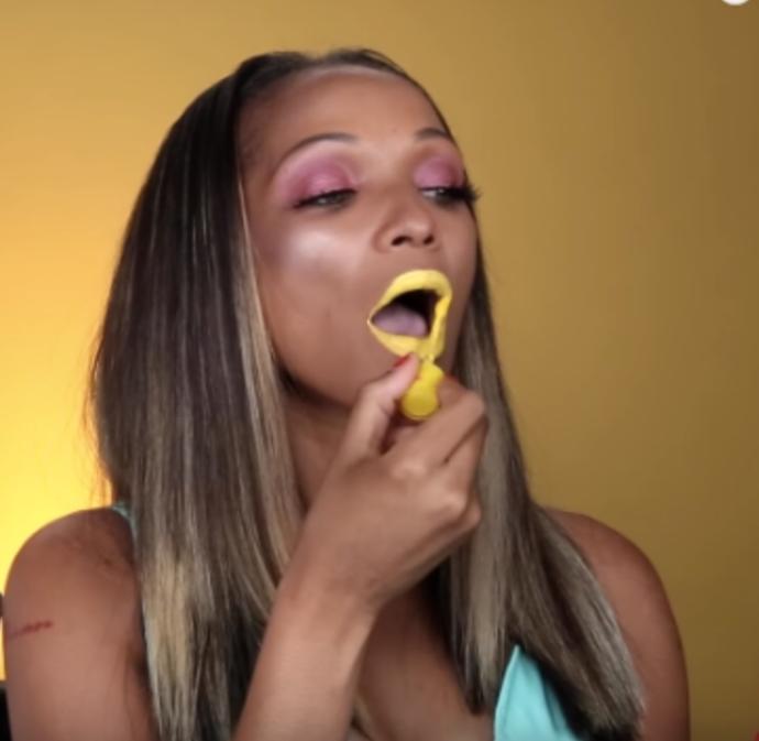 Do you think this woman looks good with yellow lipstick?