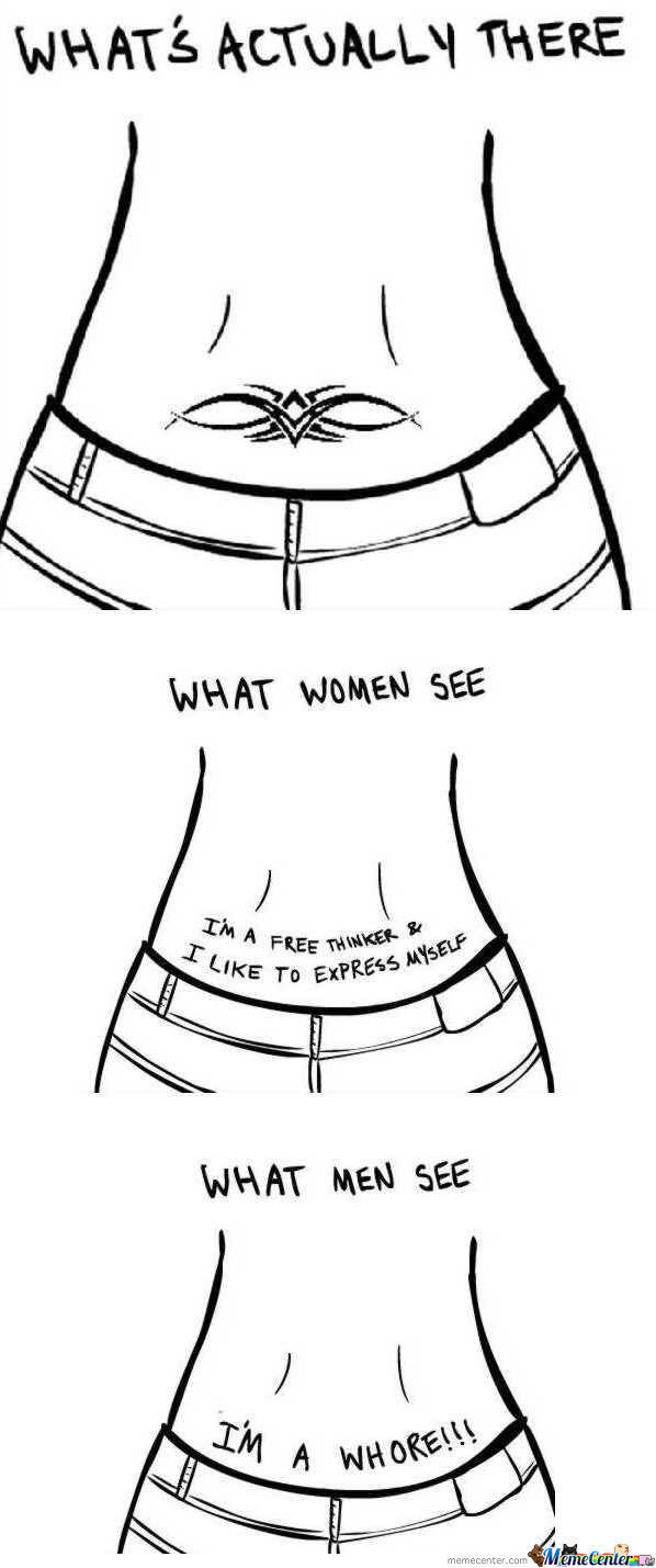 Why are tattoos on males a turn on for women, but tattoos on females are a turn off for men?