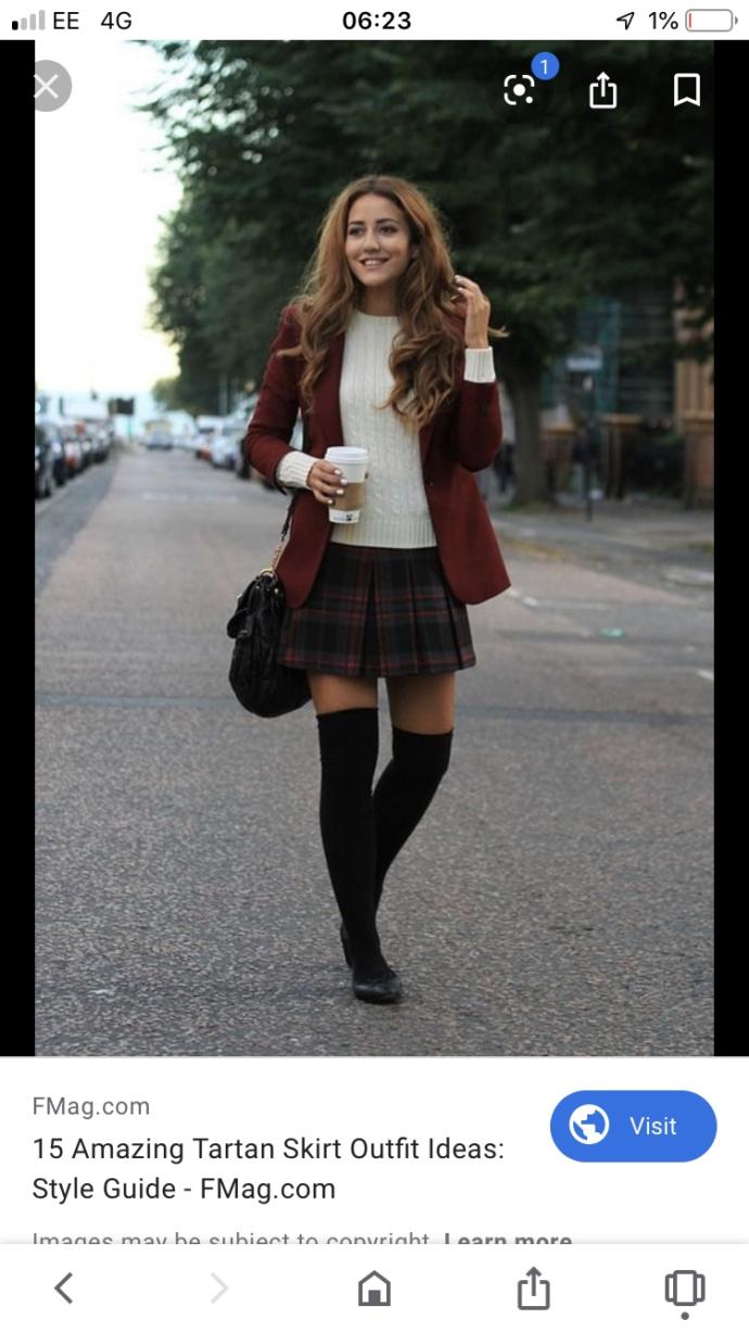 Date night soon :) should I wear tartan skirt and tights or tartan trousers?