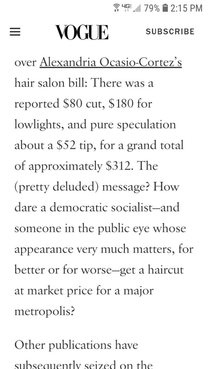 Horseface Alexandria Cortez's haircut costs 300 dollars. Thoughts?