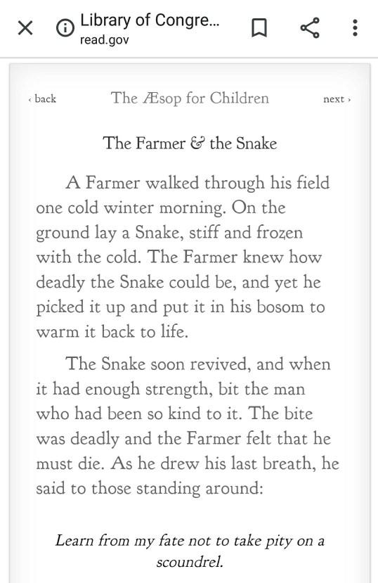 What do you think of the parable of the Snake and the Saw?