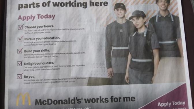 What do you think of this ad for working at McDonald's, is it clever or stretching the truth?
