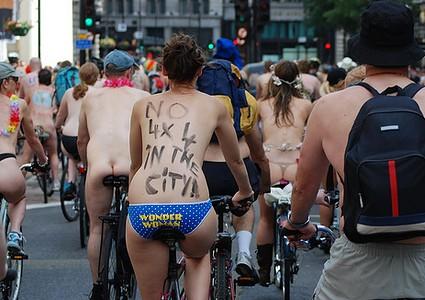 Bare all in public- World Naked Bike Ride?