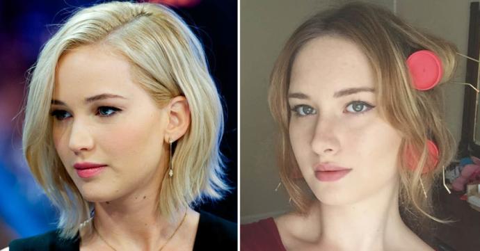 Blonde Jennifer Lawrence and teen model Alexia Maier