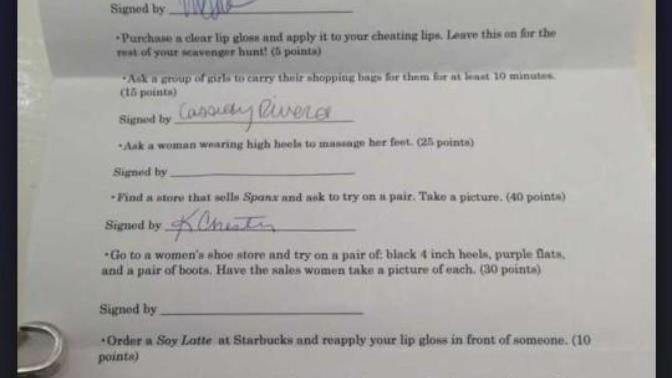 Woman Makes Cheating Boyfriend Do Embarrassing Scavenger Hunt?