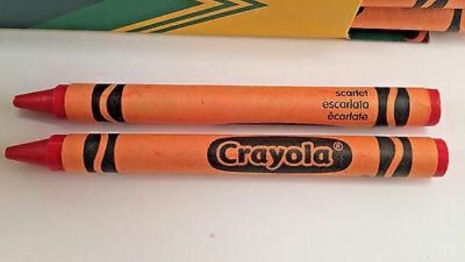What color is the scarlet crayon? Red or Orange?
