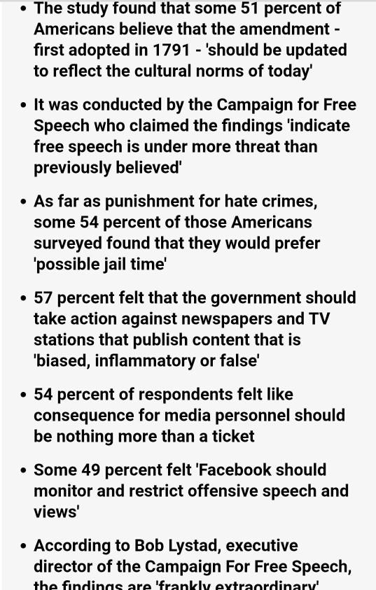 Do you agree that the First Amendment should be changed?