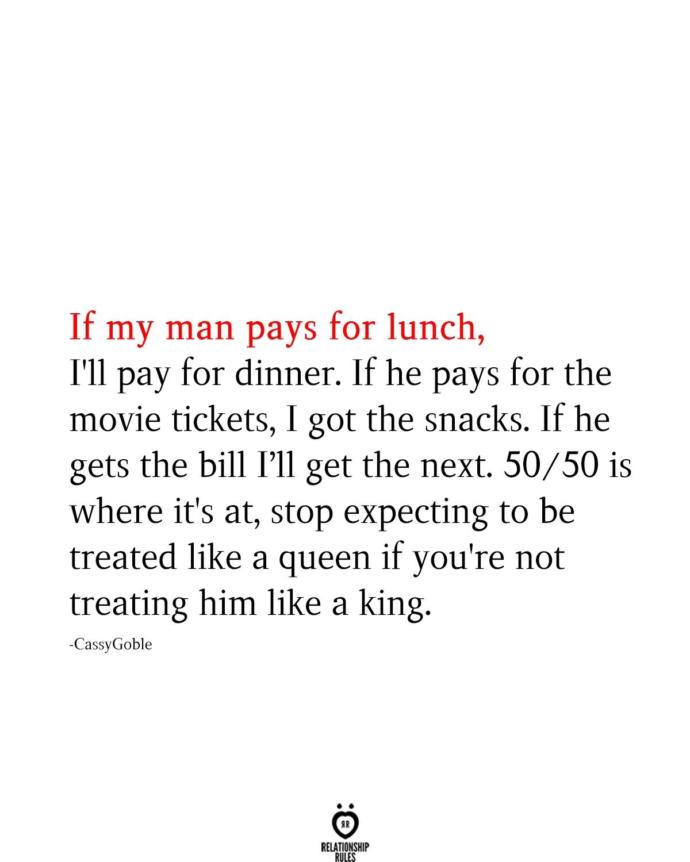 50/50 - Ladies do you agree?