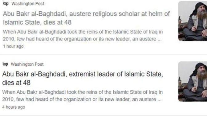 The Washington Post changed the original headline of Abu Bakr al-Baghdadi's death which stated that he was an "austere religious scholar". Thoughts?