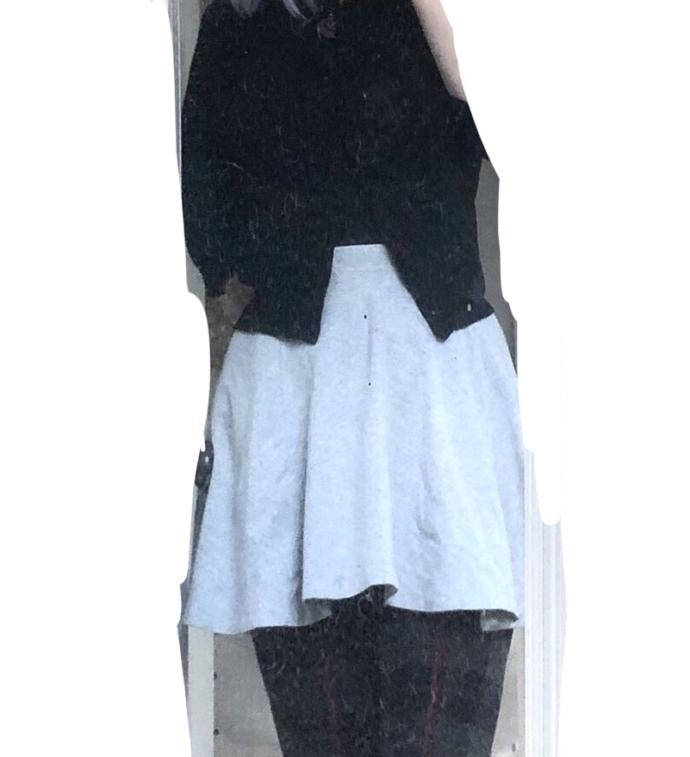 Is this skirt too light colored for this sweater and tights combo?