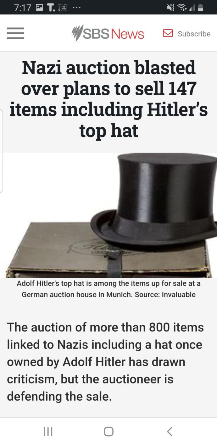 Would you buy Hitlers hat?