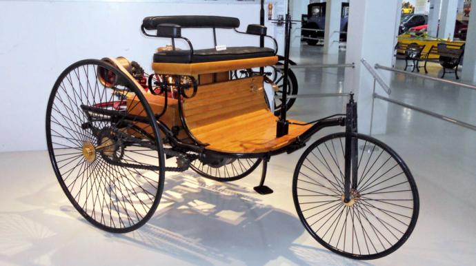 The Benz Patent-Motorwagen (patent motorcar), built in 1885, the worlds first production automobile