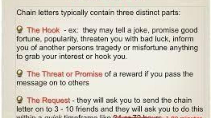 Did you ever forward chain letters of any kind? Do you believe in the bad luck that follows if you don't forward it?