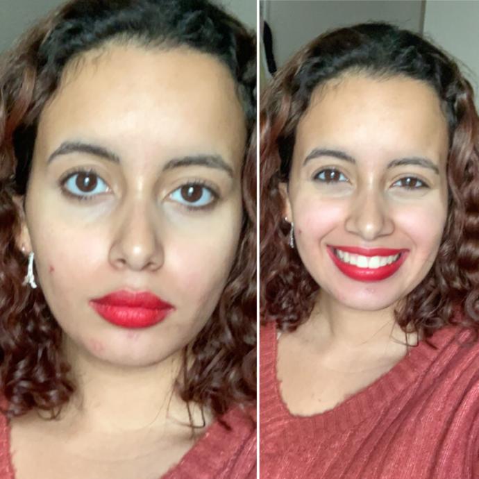 Which red lipstick look looks better?