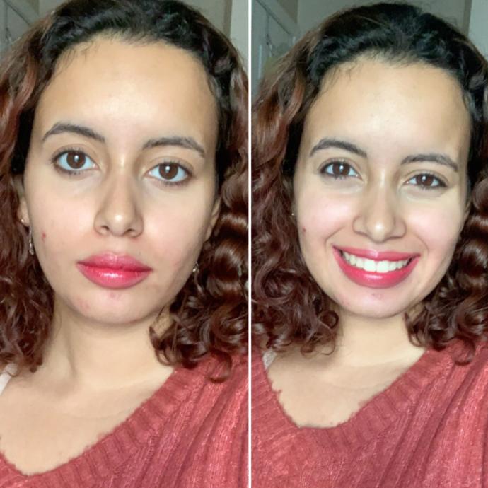 Which red lipstick look looks better?