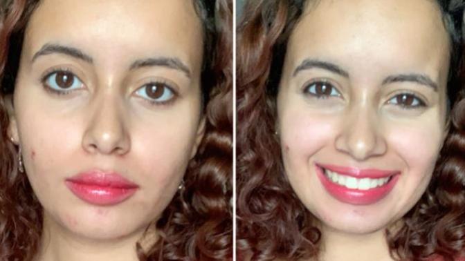Which red lipstick look looks better?