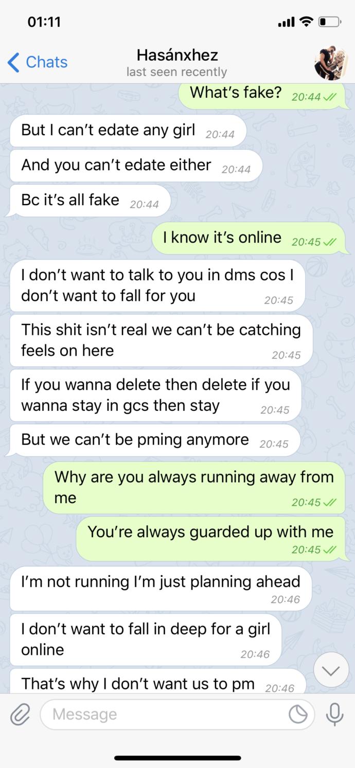 He told he liked me but he lives in London and I live in Belgium