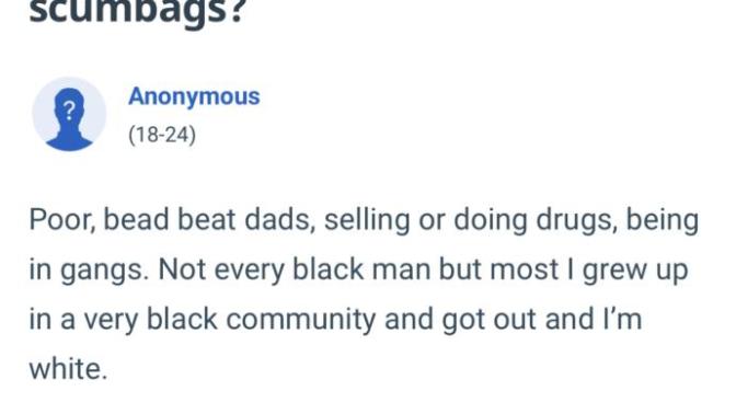 Can g@g explain to me why it’s okay to put up a most titled “why are so many black men scumbags” ?