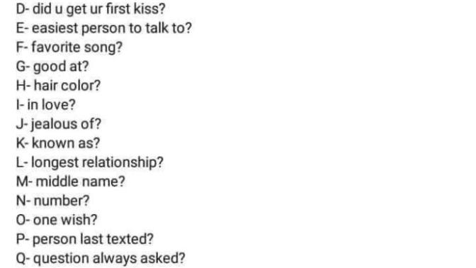Ask me a letter! I will answer. who would like to play along?