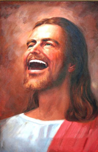Laughing at his human specimen