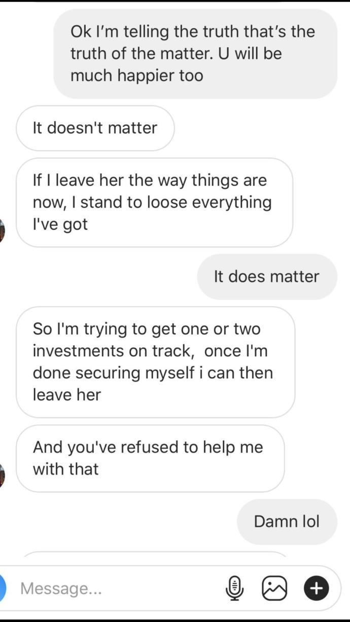 What do you think of these text my husband sent to another woman?