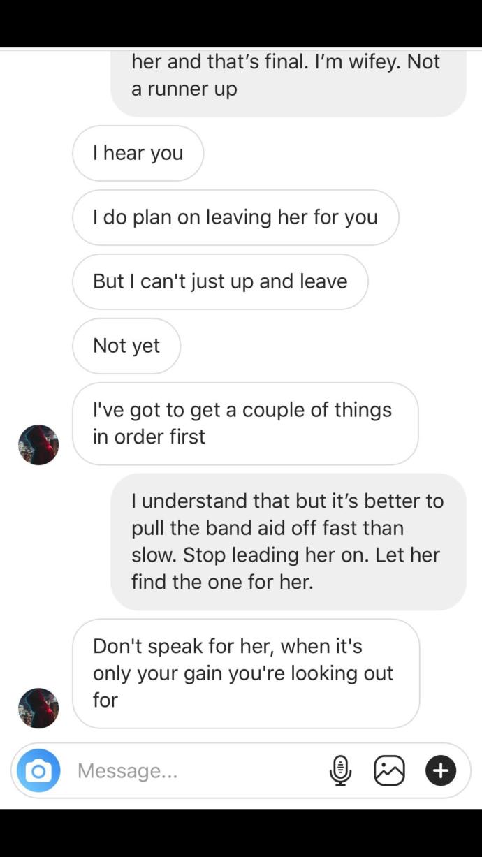 What do you think of these text my husband sent to another woman?
