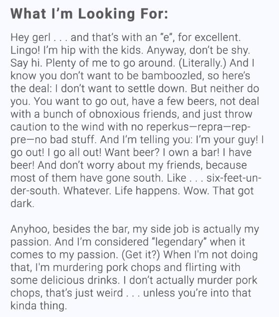 Ladies? Would you go on a date with Elliot Witt (dating profile posted inside)?
