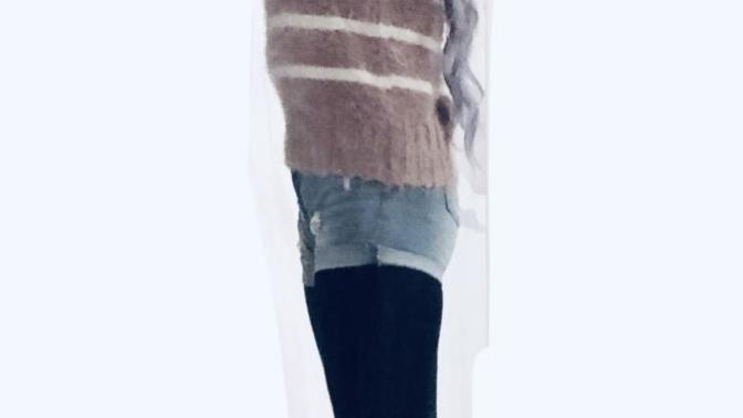 In your opinion, On a scale of 1-10, How tacky do these shorts look with the sweater and tights. {10 being MOST tacky }?