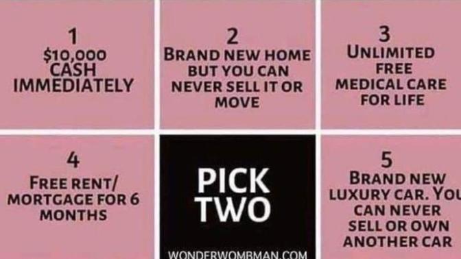 You can only choose two, choose your fate?