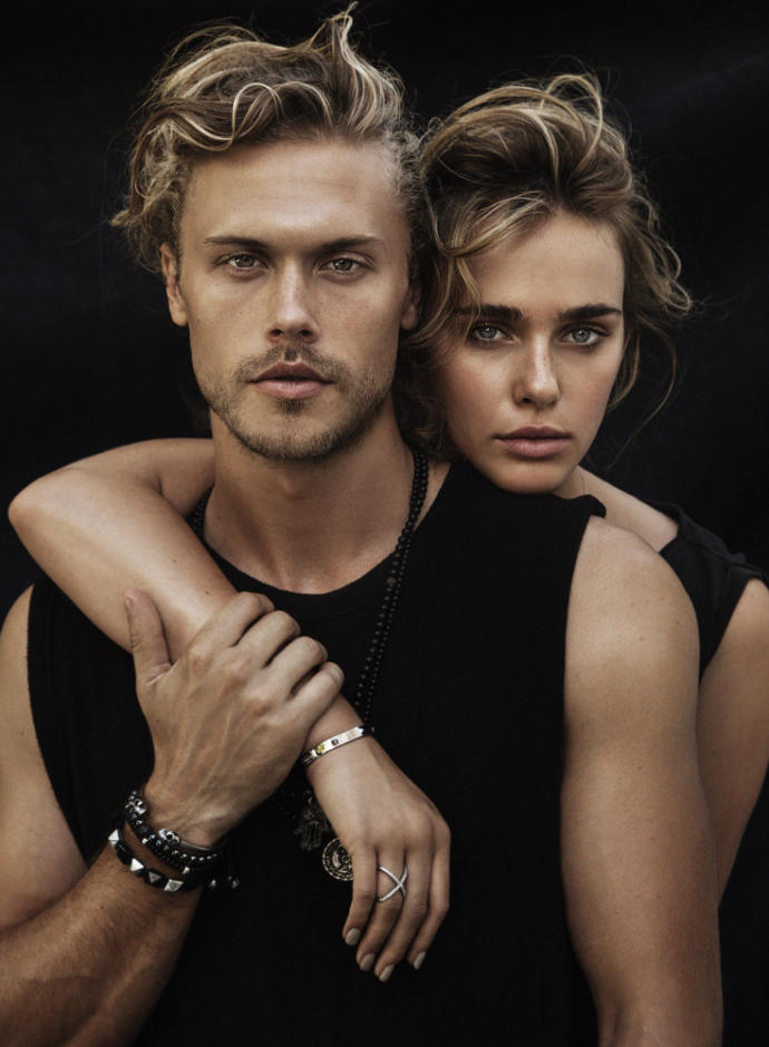 Models Christopher Mason and Lyzy Adler, for Nialaya Jewelry