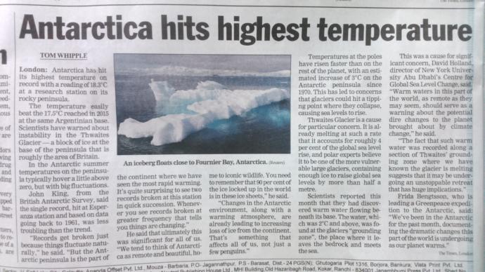 Antarcticas yet another record breaking temperature (18.3°C). Opinions?