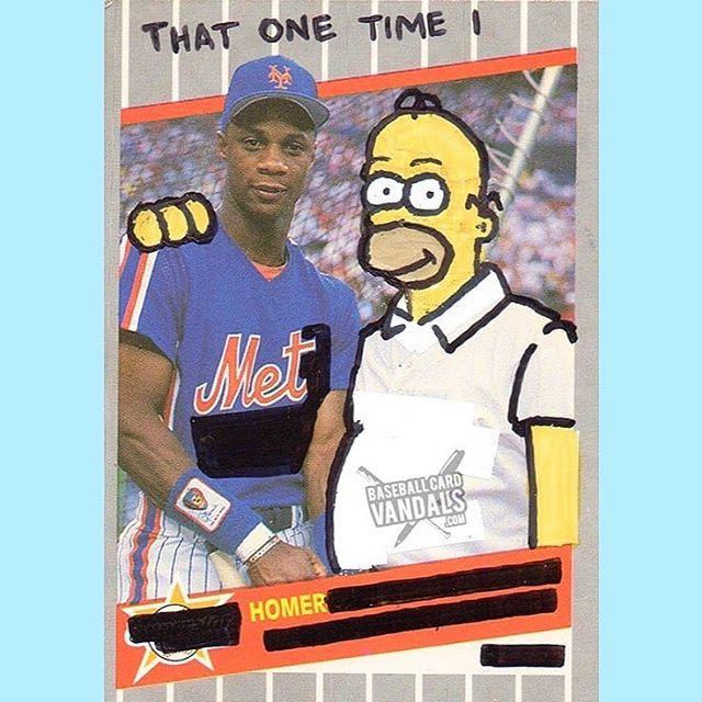 Do you find this baseball card featuring Darryl Strawberry and Homer Simpson funny and are you a New York Mets fan?