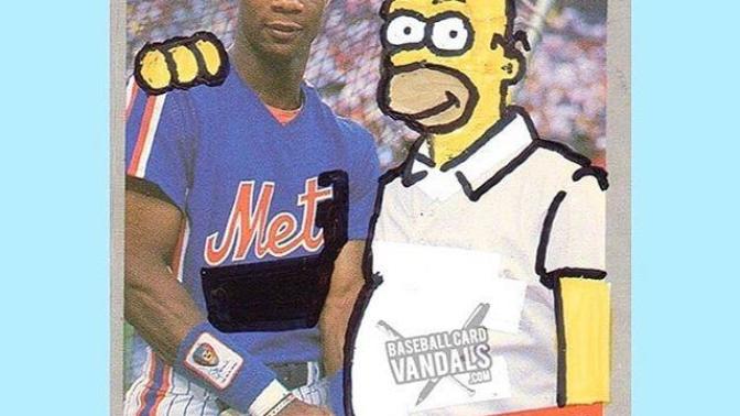 Do you find this baseball card featuring Darryl Strawberry and Homer Simpson funny and are you a New York Mets fan?