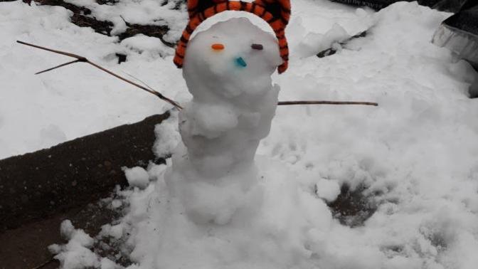 Which snowman is better mine from yesterday or the one I made 8 years ago rate him?