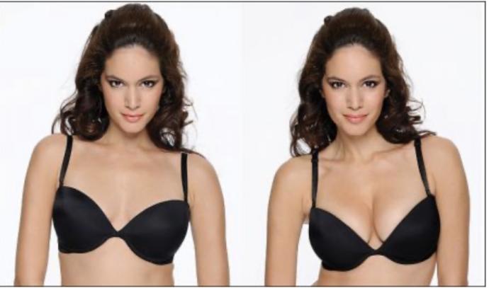 Wearing a push-up bra?
