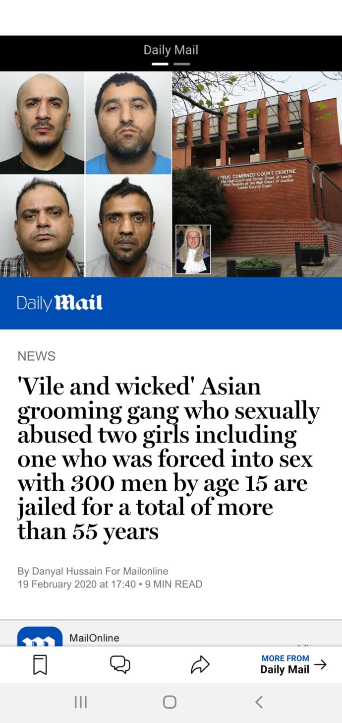 Little justice in huddersfield yesterday as ASIAN grooming gang members given a slap on the wrist, thoughts?