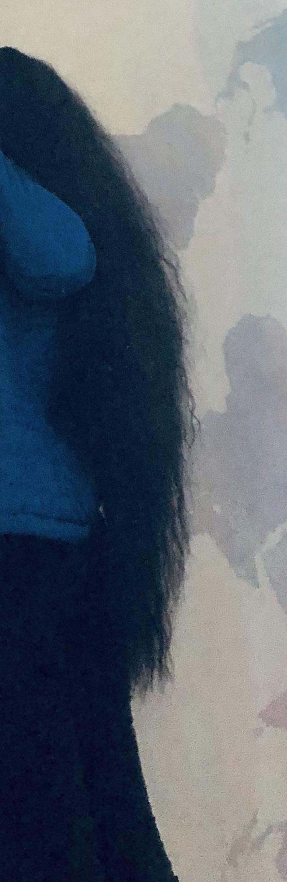 Trial color # 4 “ 38 inch Black curly hair” ( Previous colors: 1, Ombré honey blond 2, Ombré grey 3, Ombré brown ) What do you think?